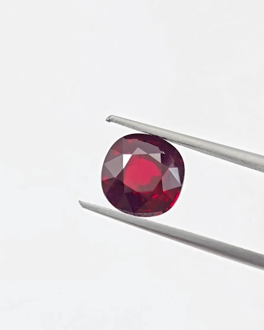 5.06ct Vivid to deep Red Ruby · Cushion Cut