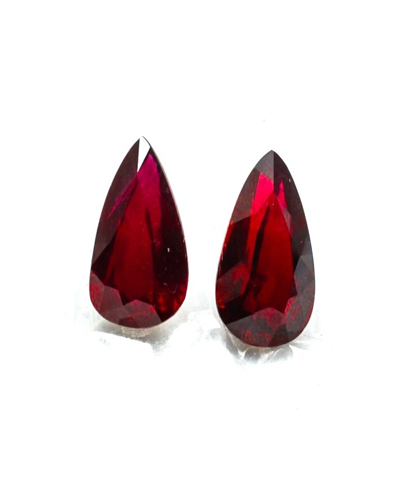 10.09ct Vivid Red Ruby · Pear Cut (Pair)