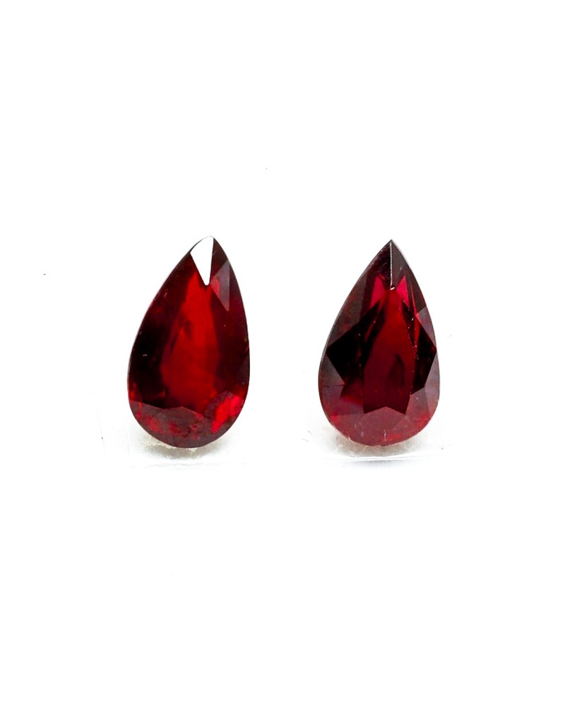 6ct Vivid Red Ruby · Pear Cut (Pair)